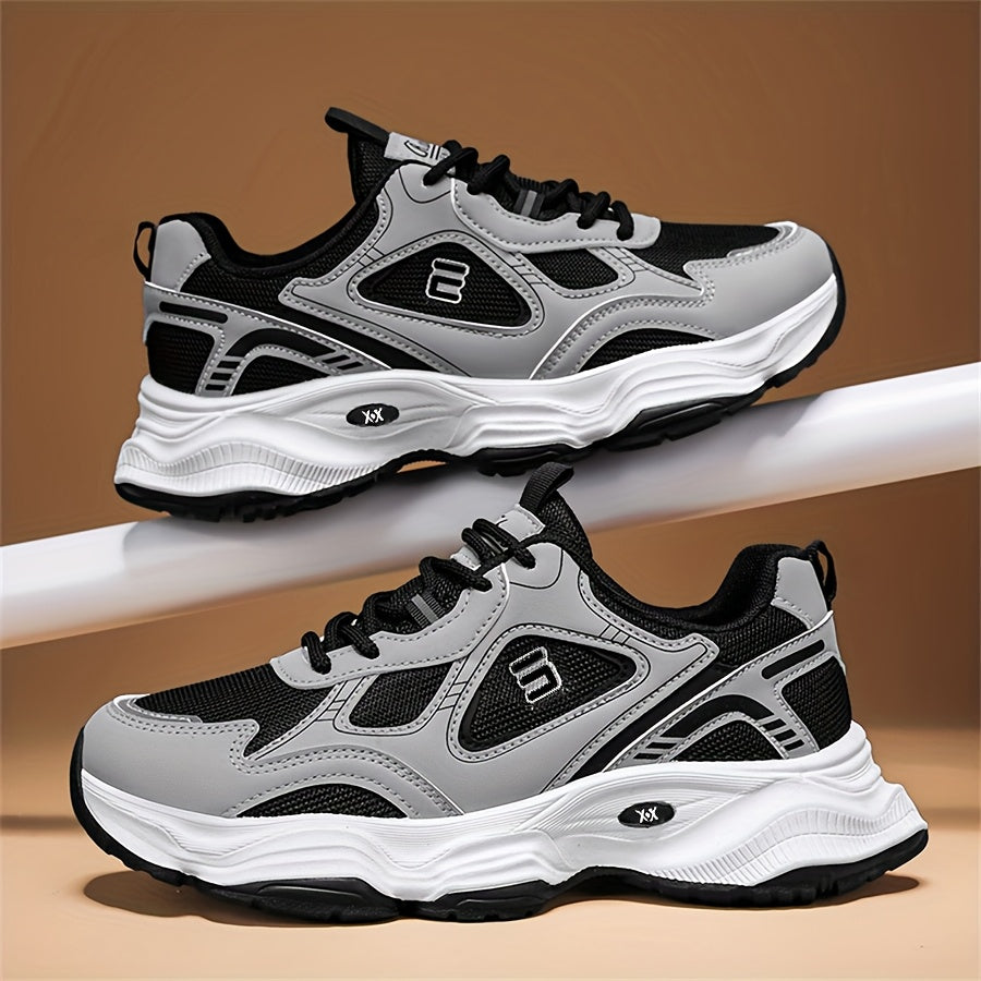Men'S 2025 New Fashionable Low-Top Sneakers with Thick Sole - Non-Slip, Outdoor Casual Shoes for Teenagers and Young Adults, White and Golden Accents, All-Season Comfort, Casual Footwear Modern Sneaker Design Rubber Base