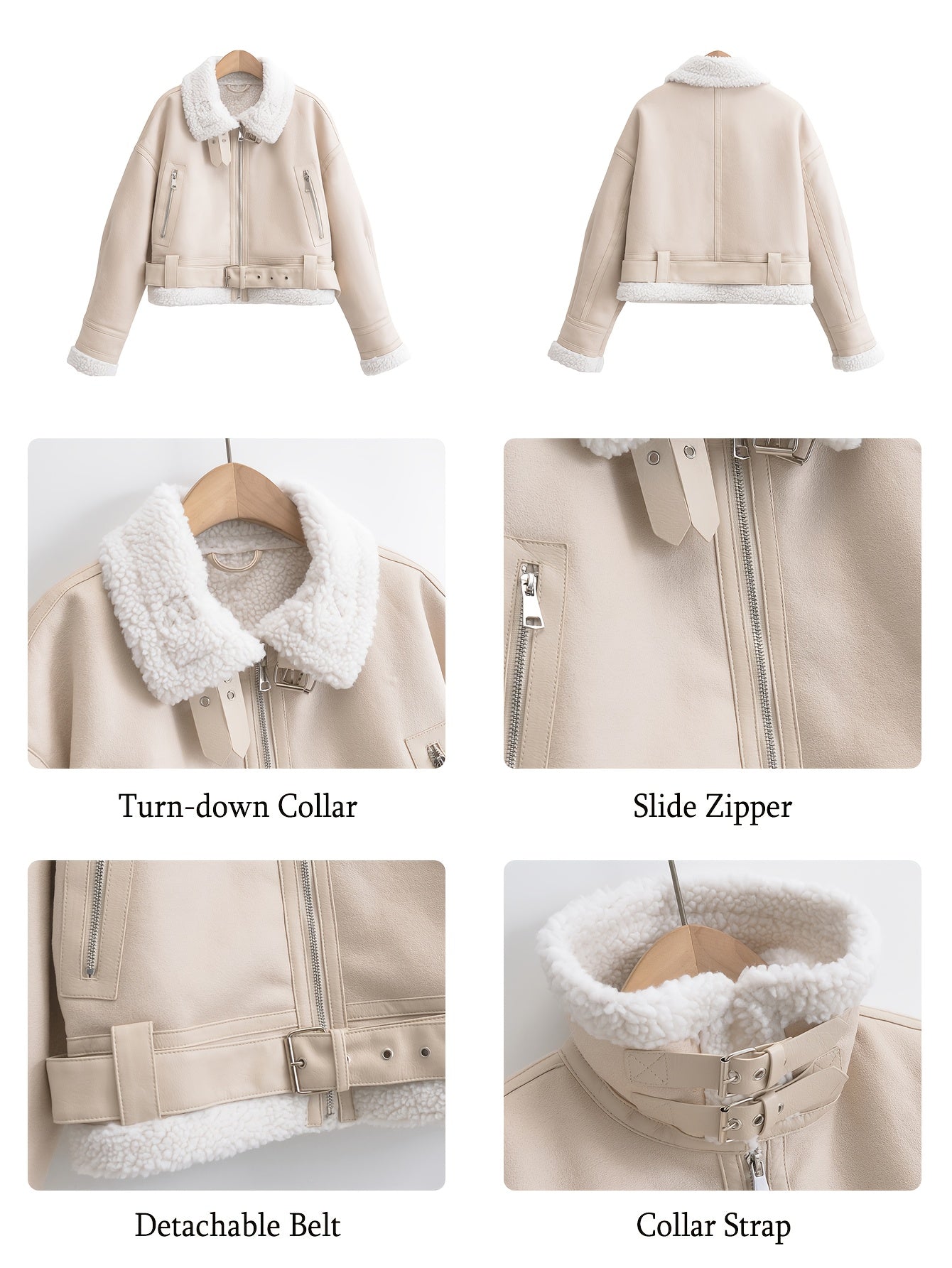 Autumn Winter women warm thickening Faux Lamb Fur Leather jacket street lapel coat with belt