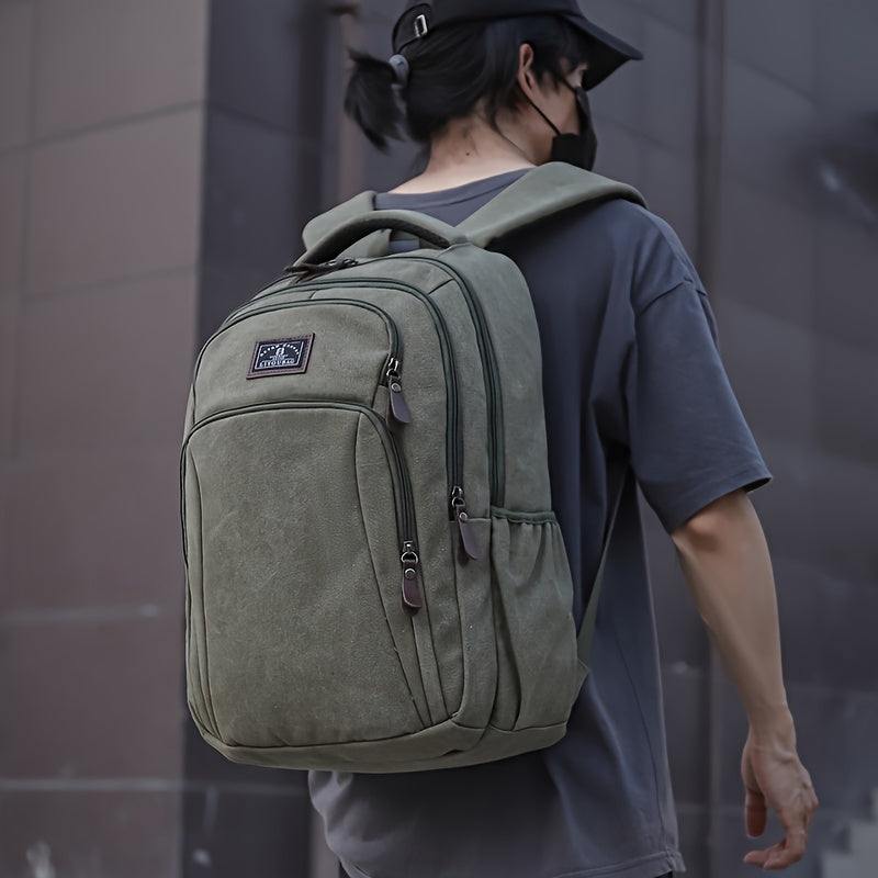 Men's Large Capacity Travel Backpack - Lightweight Laptop Bag with 39.62cm Laptop Compartment, Multiple Zippered Pockets, Padded Shoulder Straps - Durable Backpack for Business, School, Vacation - Tan/Brown