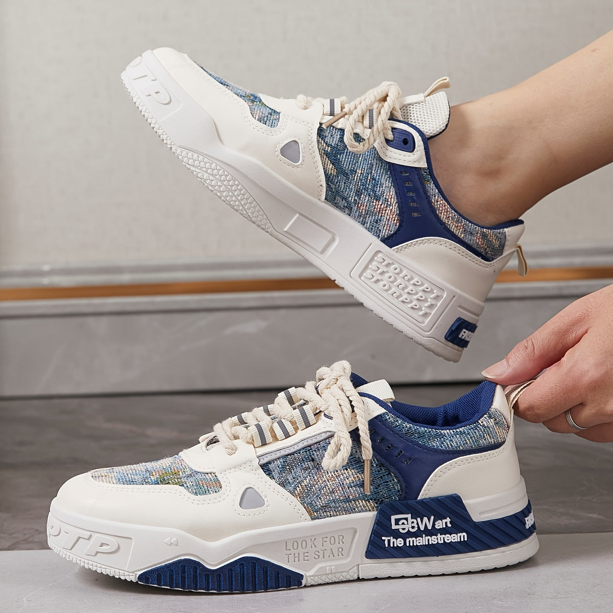 Men's Trendy All-Season Sneakers - Breathable, Non-Slip Casual Sport Shoes with Thick Platform Sole, Lace-Up Design, Fashion Sneakers