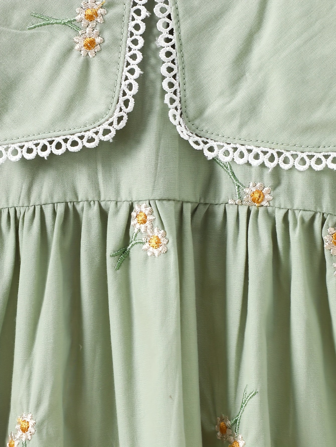 Girls' Summer Cotton Dress with Doll Collar and Floral Print