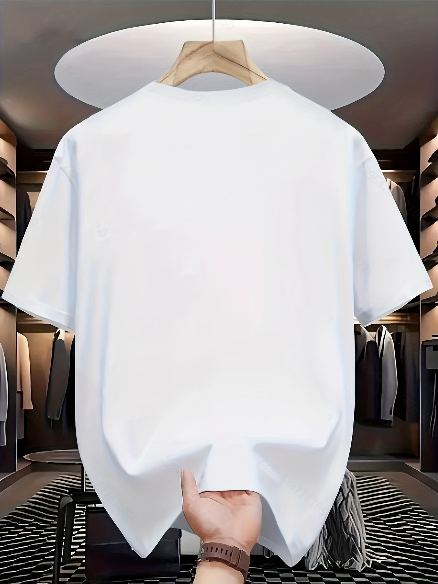 Men's Casual Graphic T-Shirt - Soft Polyester Blend, Crew Neck, Short Sleeve, Summer Style with Unique Moon and Figures Print, Lightweight and Comfortable for Casual Attire, Everyday Tshirt Artistic Design Shirt Lightweig