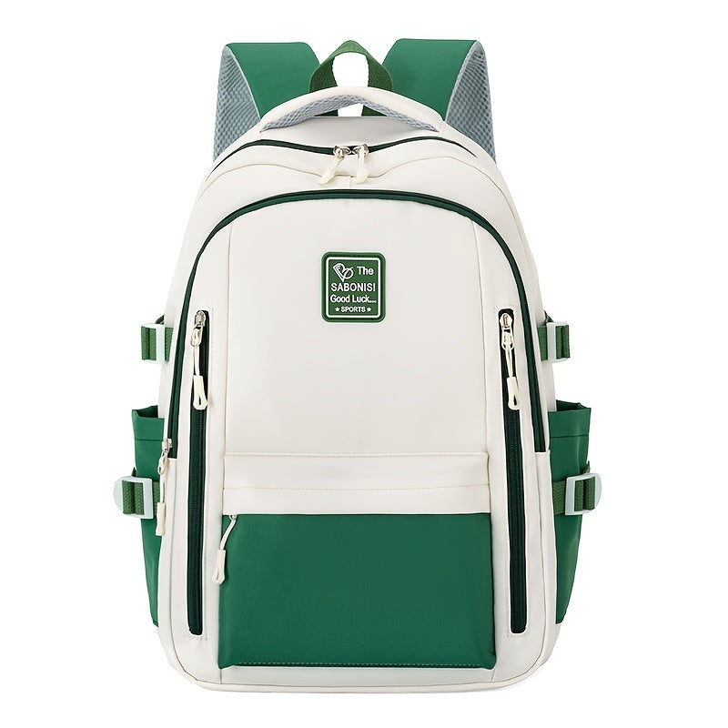 Visually Appealing Two-Tone Travel Backpack - Durable, Nylon, Lightweight with Adjustable Straps, Large Capacity School Bag for Students (No Charm), Casual Daypack Organized Storage Bag, Backpack for School