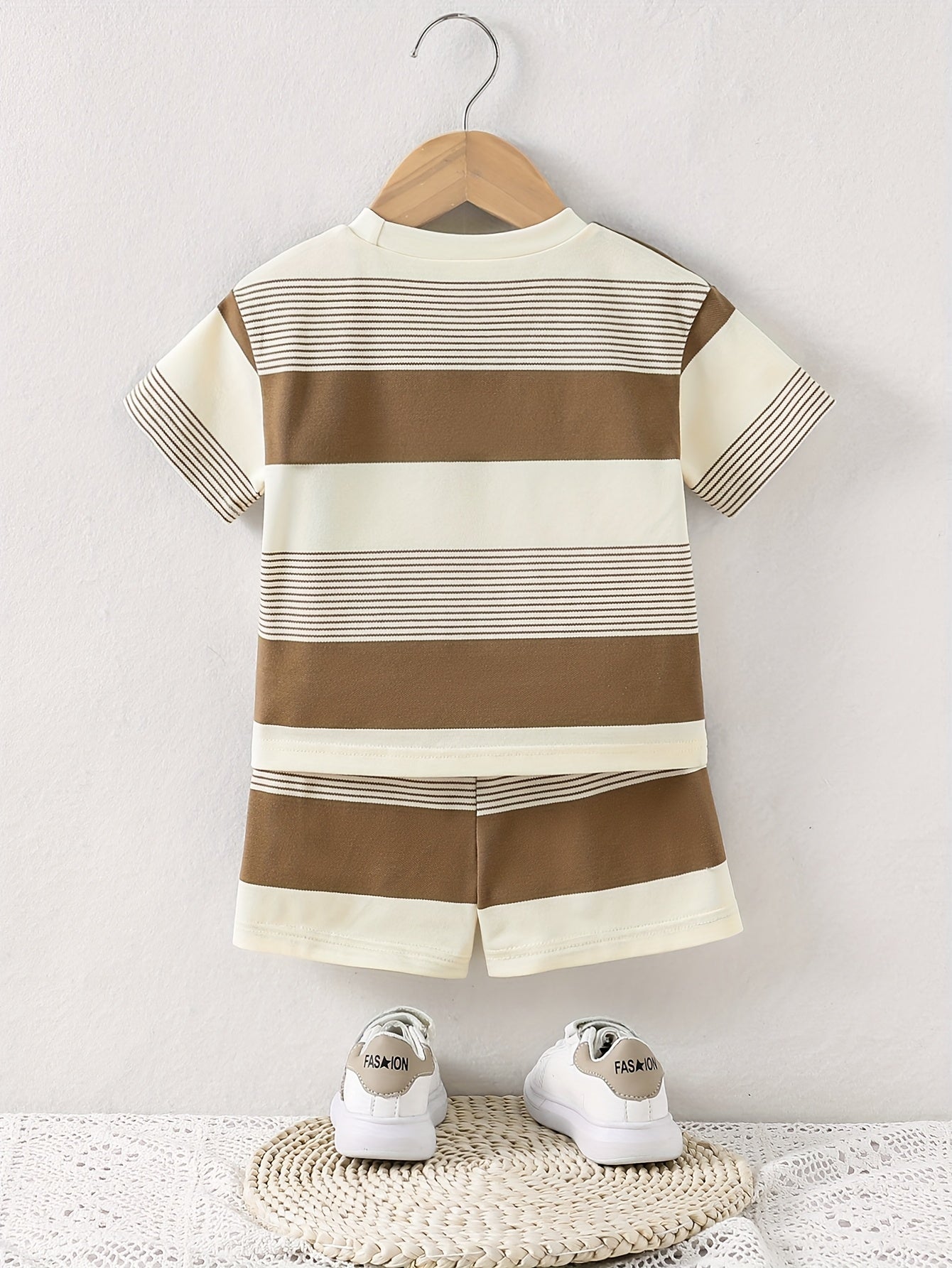 Baby Summer Outfit Set with Bear Print Top and Casual Shorts