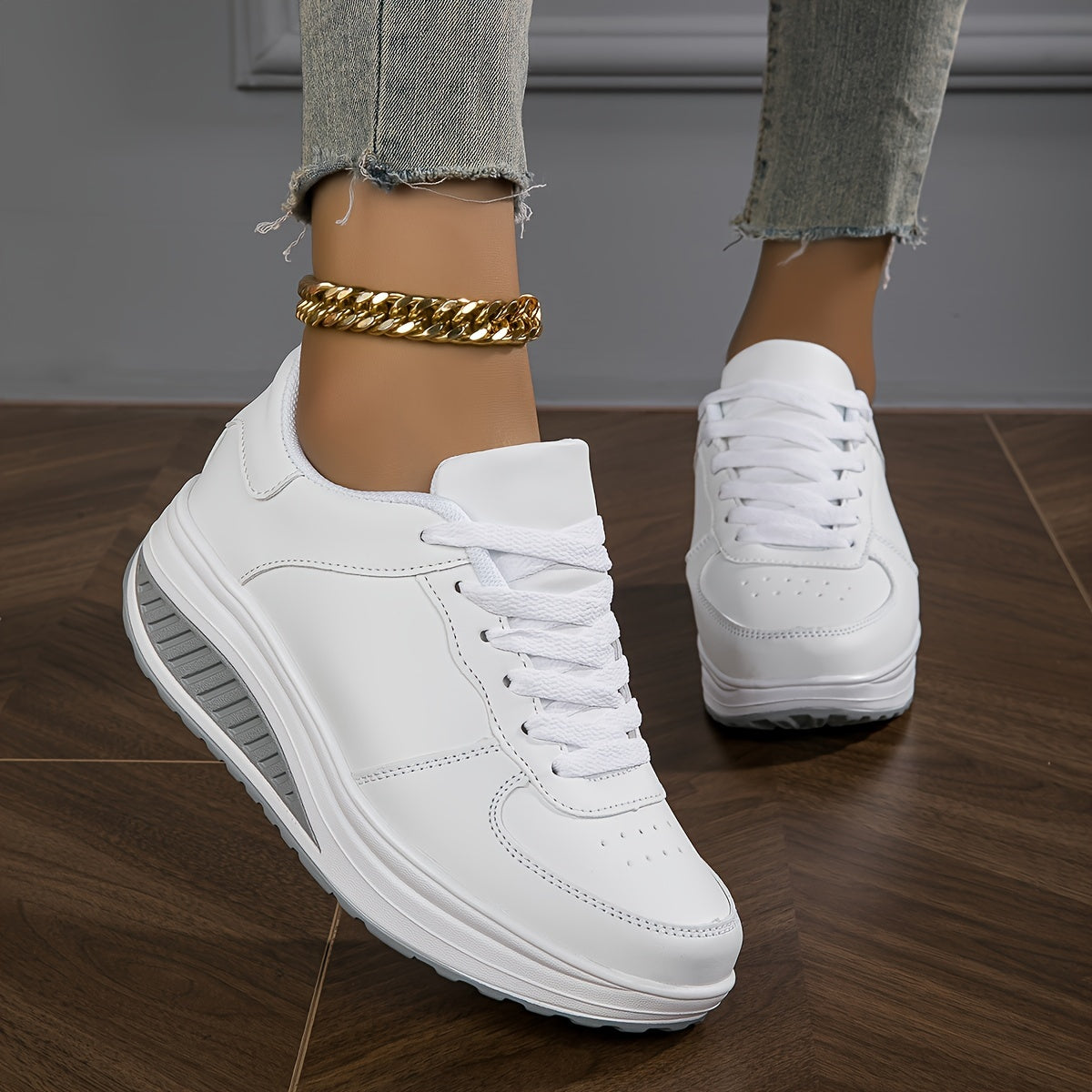 Women's Fashion Sneakers - Low-Top Lace-Up Casual Shoes with Synthetic Cover Upper, Breathable Fabric Lining MD Cushioned Sole for All-Day Comfort - All-Season Versatile Wear, Everyday Comfort Footwear, Sleek Shoe Design, S