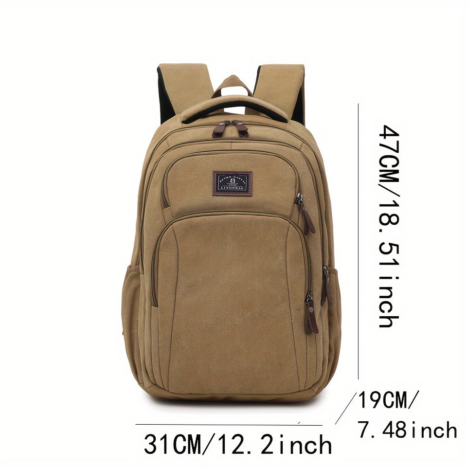 Men's Large Capacity Travel Backpack - Lightweight Laptop Bag with 39.62cm Laptop Compartment, Multiple Zippered Pockets, Padded Shoulder Straps - Durable Backpack for Business, School, Vacation - Tan/Brown
