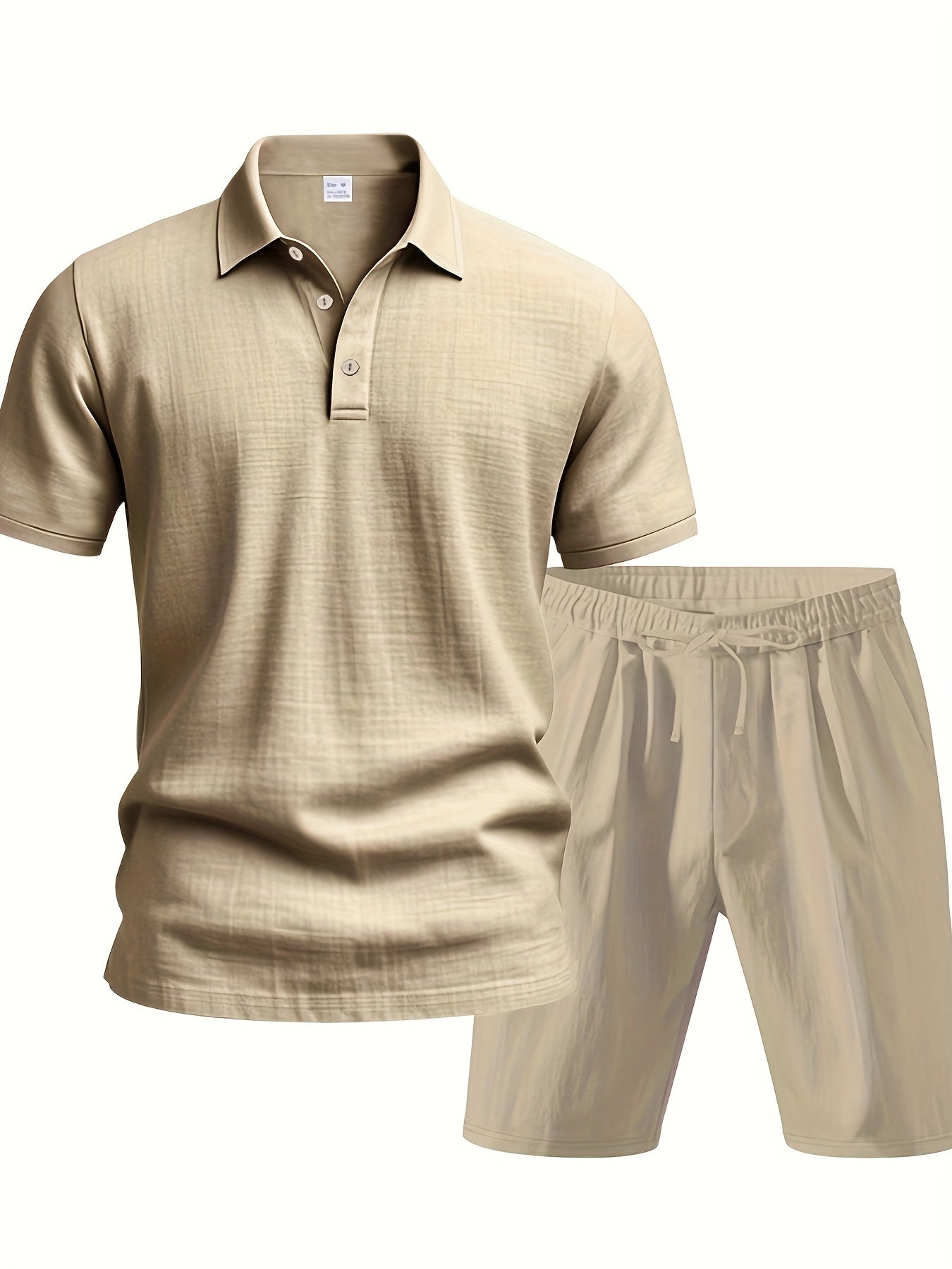 Essential for a Cool Summer! Men's Linen Shirt & Shorts Set, Comfortable Casual Outing Choice - Simple Beach Vacation Style Solid Color Linen