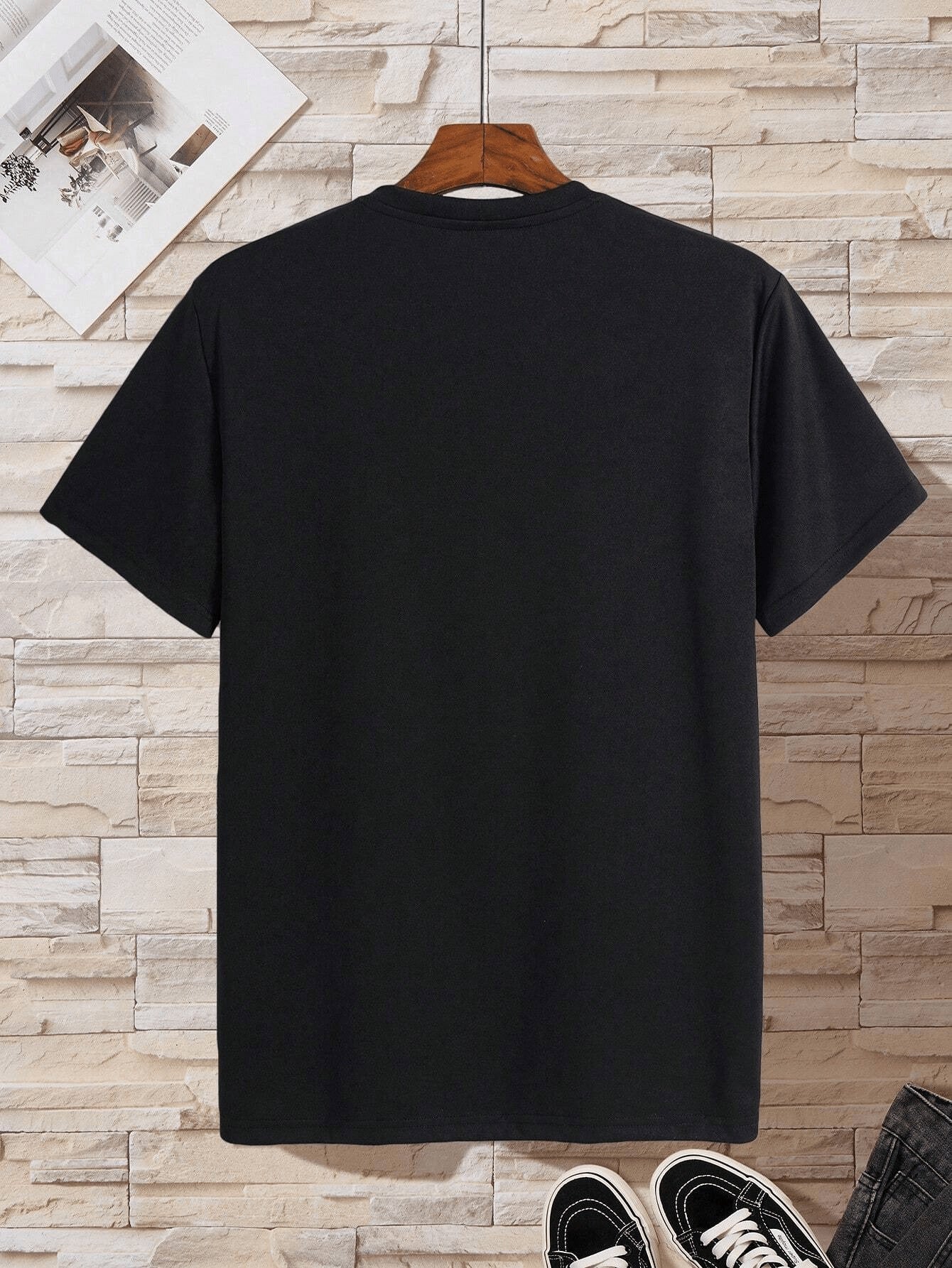 Men'S V-Neck Short Sleeve T-Shirt - Lightweight Breathable, Casual Fit, Solid Black, Perfect for Summer, High-Quality Knit Fabric, Everyday Tshirt Casual Style Comfortable Fit