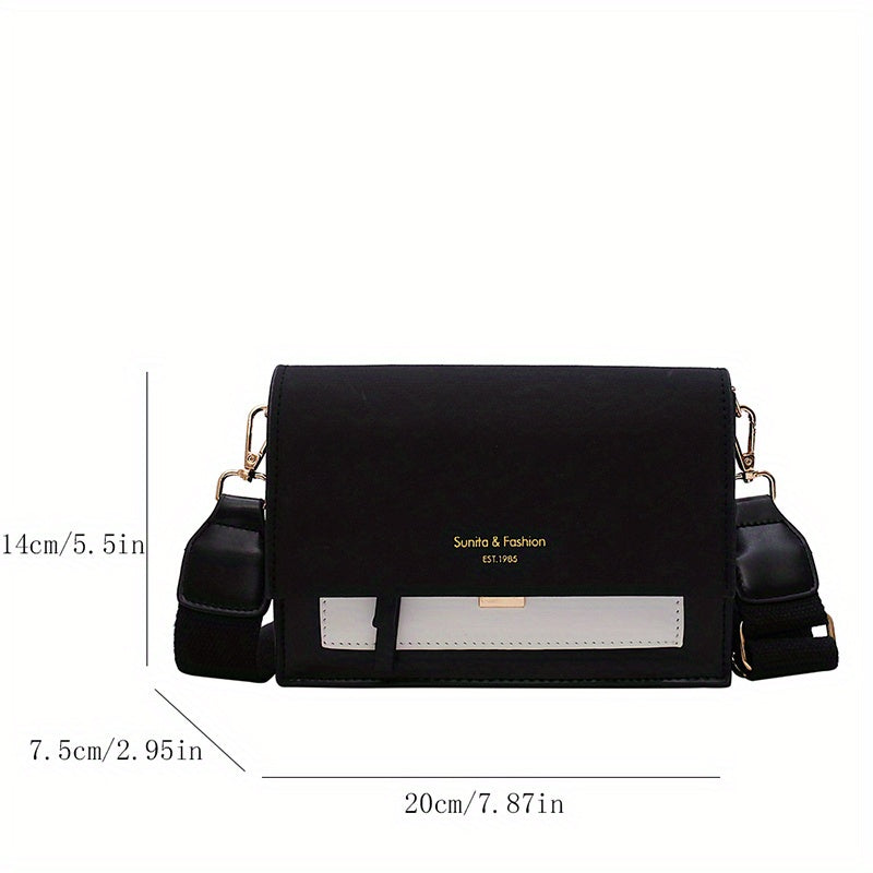 Chic Mini Crossbody Bag for Women - Stylish Synthetic Faux Leather with Golden Chain Strap, Buckle Closure, and Decorative Painted Edges - Perfect for Phone & Essentials