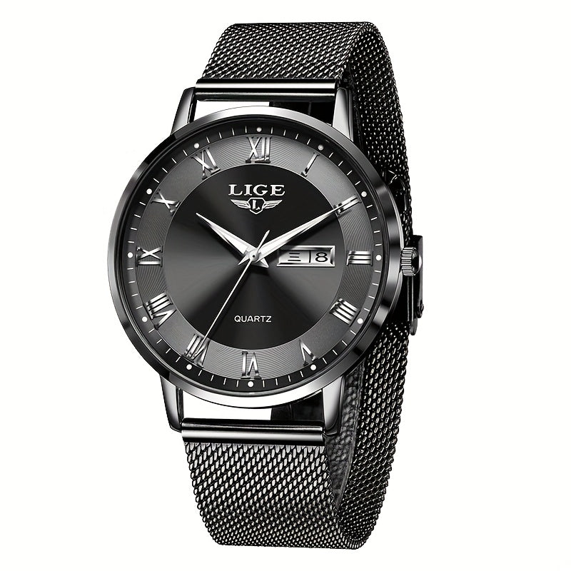 LIGE Women's Elegant Stainless Steel Quartz Watch with Date