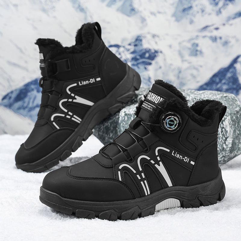 ZQBOBING Men'S Winter Hiking Boots - Slip-Resistant Traction, All-Season Outdoor Trekking Shoes with Cushioned EVA Insole - Lightweight Ankle Support for Mountain Climbing, Snowshoeing, Everyday - Brown/Black Accent - Lace-Up