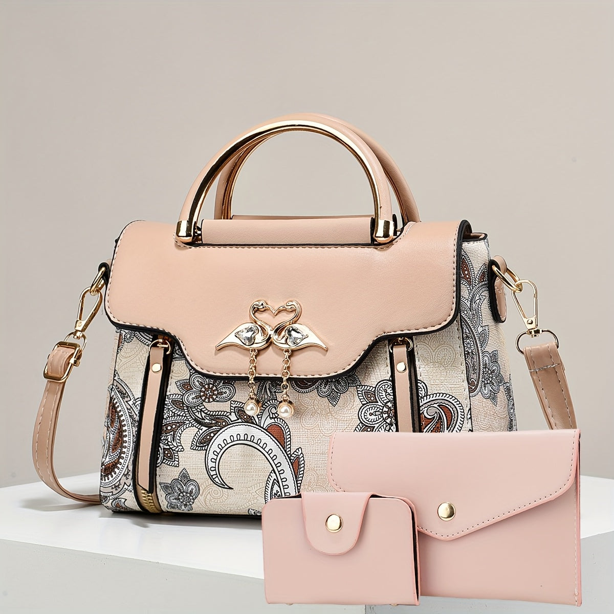 Women's Bag Set of Three: Printed Shoulder Bags, Stylish Tote Handbags and Versatile Crossbody Pouches