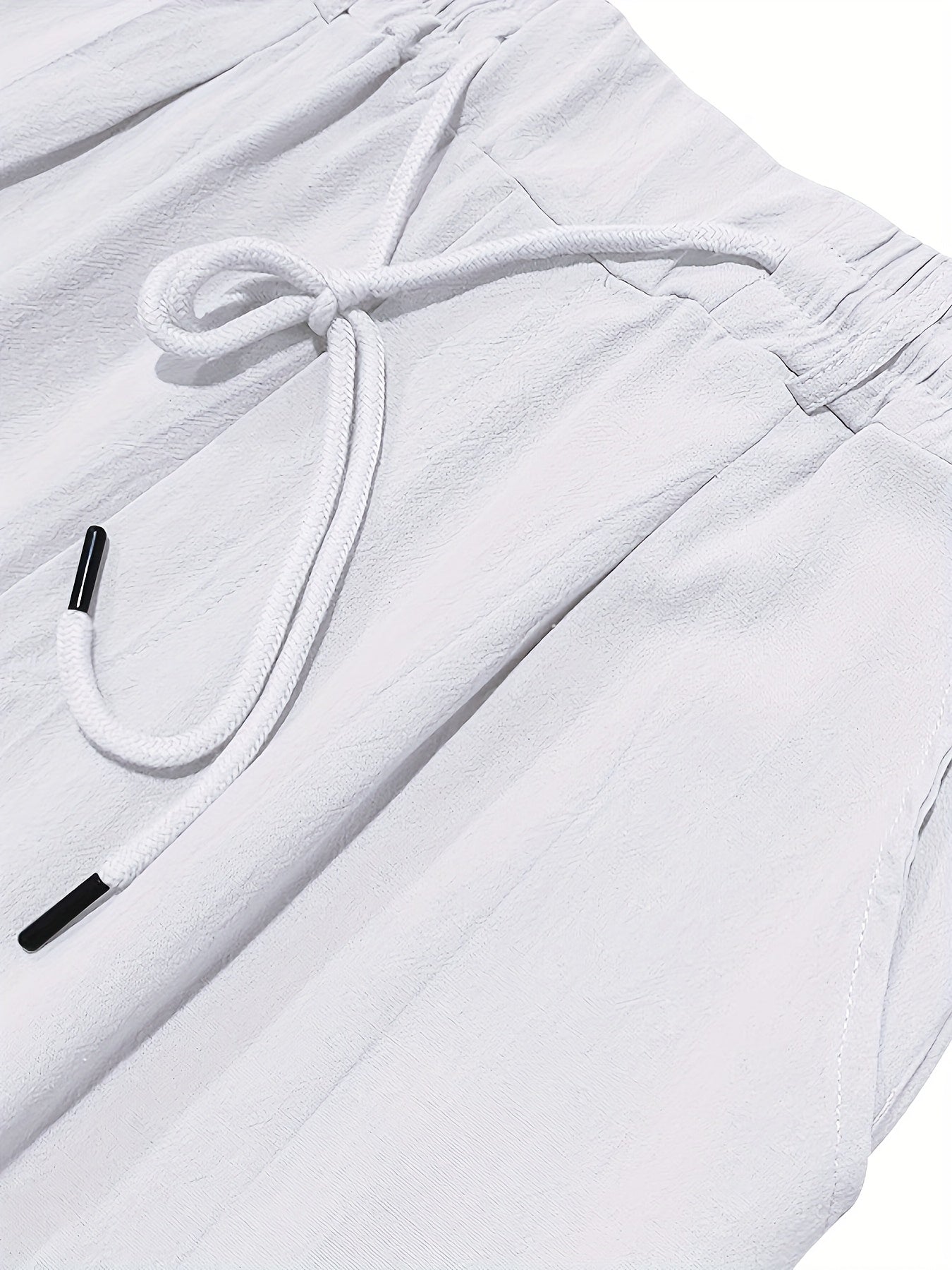 Men'S Casual Linen Drawstring Pants - Comfortable Straight Fit, Lightweight & Breathable for Beach & Outdoor Activities, Beach Casual Wear|Straight Fit Pants|Lightweight Fabric