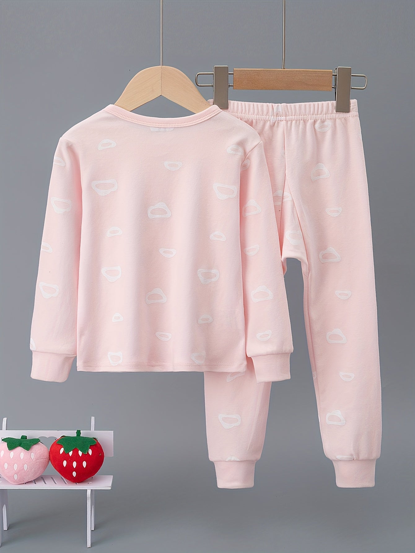 Girls' Cotton Cartoon Cat Pajama Set Long Sleeve & Pants
