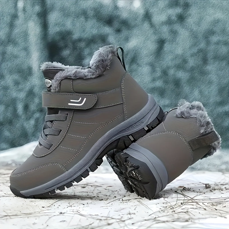 Men's & Women's Heavy-Duty Winter Snow Boots - Thick Short Boots with PU Upper, Rubber Sole & Striped Tread - Hiking, Mountaineering, Ice Climbing Shoes - Warm Cold Weather Footwear (Unisex Sizes Available)