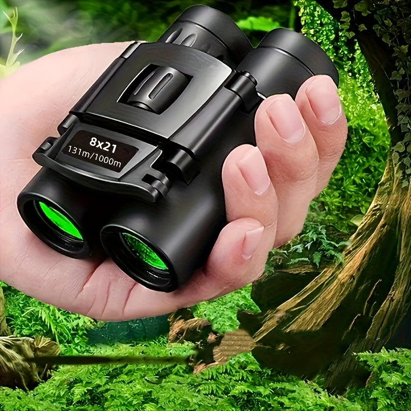 Powerful 8x21 Long Range Binoculars with HD Zoom, Portable Folding Design for Outdoor Tourism & Camping - Black, High-Definition Optics, Ergonomic Grip, Compact & Lightweight for Hiking, Bird Watching, Nature Observation, Bin