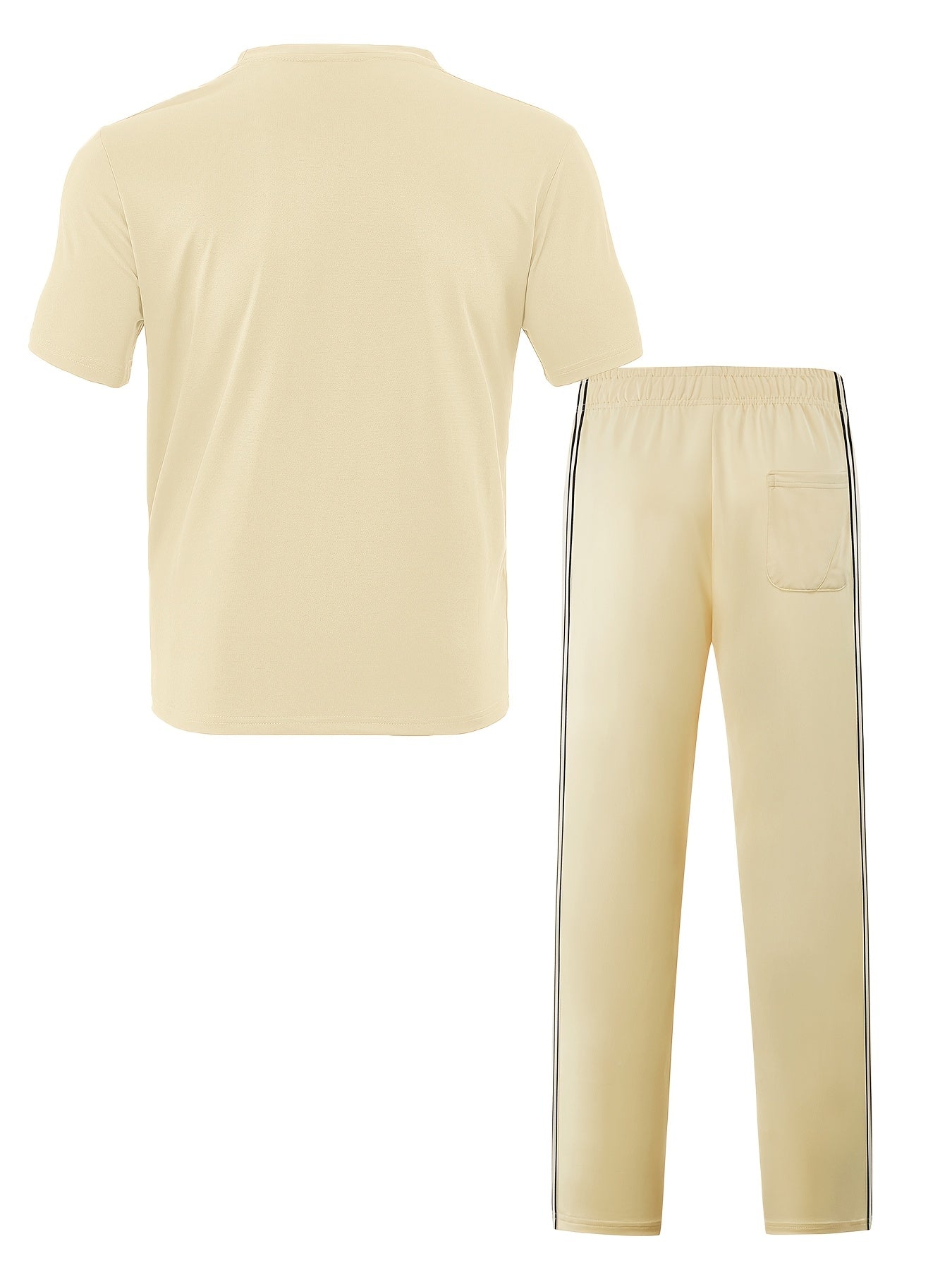 Men's Summer Quick-Dry Tracksuit Set with Striped Tee & Sweatpants