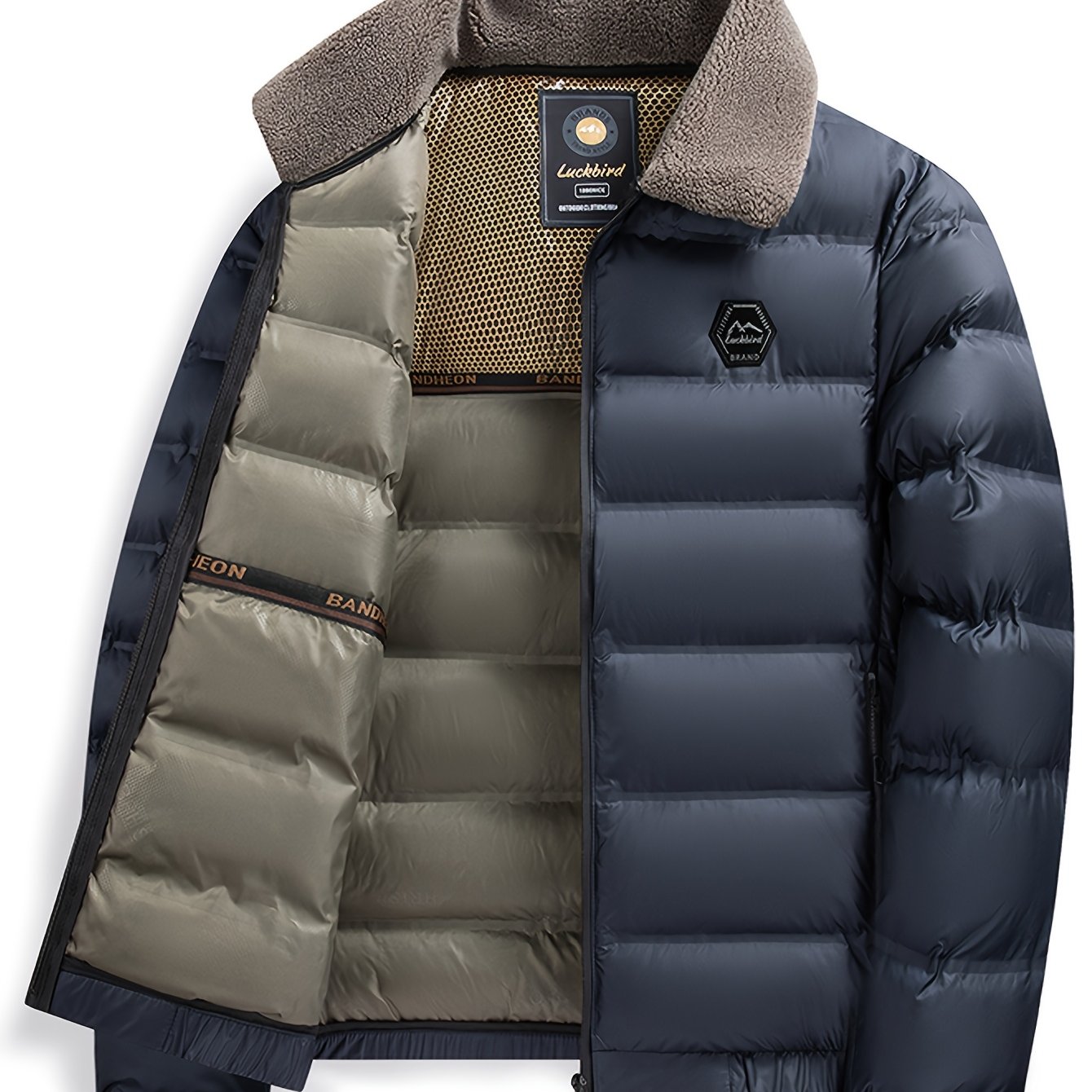 Men'S Heavyweight Winter Jacket - Thermal Insulated Coat with Zipper Closure, Slim Fit Formal & Casual Outerwear in Dark Green/Blue, Polyester-Lined Cold Weather Jacket for Everyday & Special Occasions, Winter Coats, Seasonal