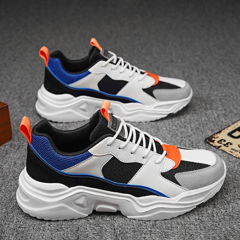 Men's casual sports shoes, thick-soled multi-color block Men's casual shoes, low-top street fashion breathable mesh shoes, suitable for daily leisure, running, jogging and other outdoor activities