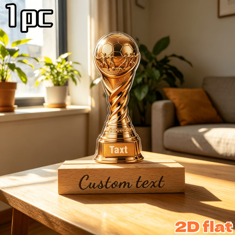 Golden Football Trophy Acrylic Ornament - Customizable Sports Gift