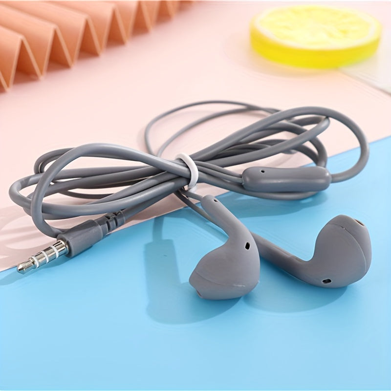 Anime-Inspired Wired Earphones with Microphone, 3.5mm Jack, Noise Isolating, Volume Control, Tangle-Free Cable, Plastic Semi-Open-Back Design, Compatible with Cellphones, Ideal for Running - Multiple Colors
