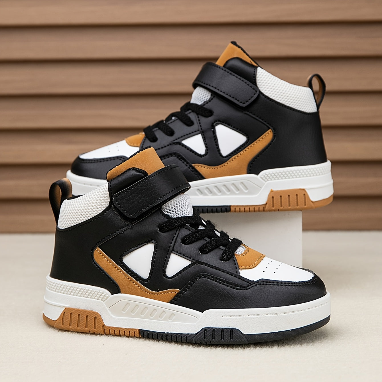 Youngsters' High-Top Sneakers with Color Block Design - Breathable, Non-Slip & Durable for Boys and Girls - Perfect for Outdoor Activities & Casual Attire