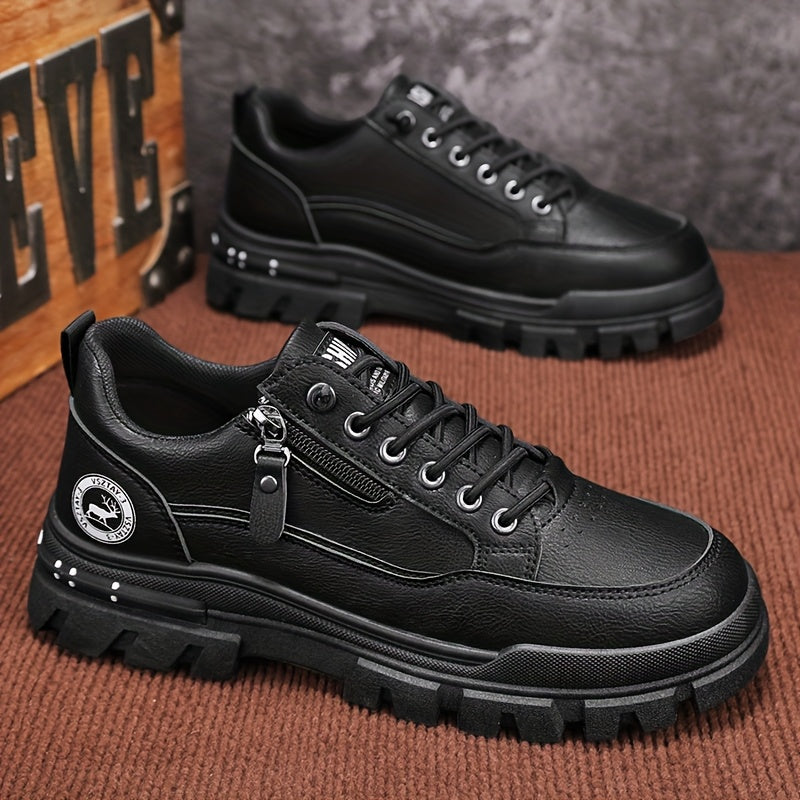 Men's Casual Sneakers - White Green Low-Top Design, Comfortable PU Upper with Fabric Lining, Durable PVC Sole, Perfect for Casual Attire and Sports