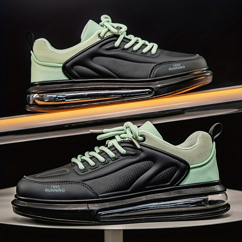 Men'S Stylish Low-Top Running Sneakers - Light Blue Black Colorway, Breathable Mesh Lining, Cushioned Rubber Sole, Lace-Up Design for Casual Sports Wear, Casual Athletic Shoes Stylish Laceup Shoes Comfortable Fit