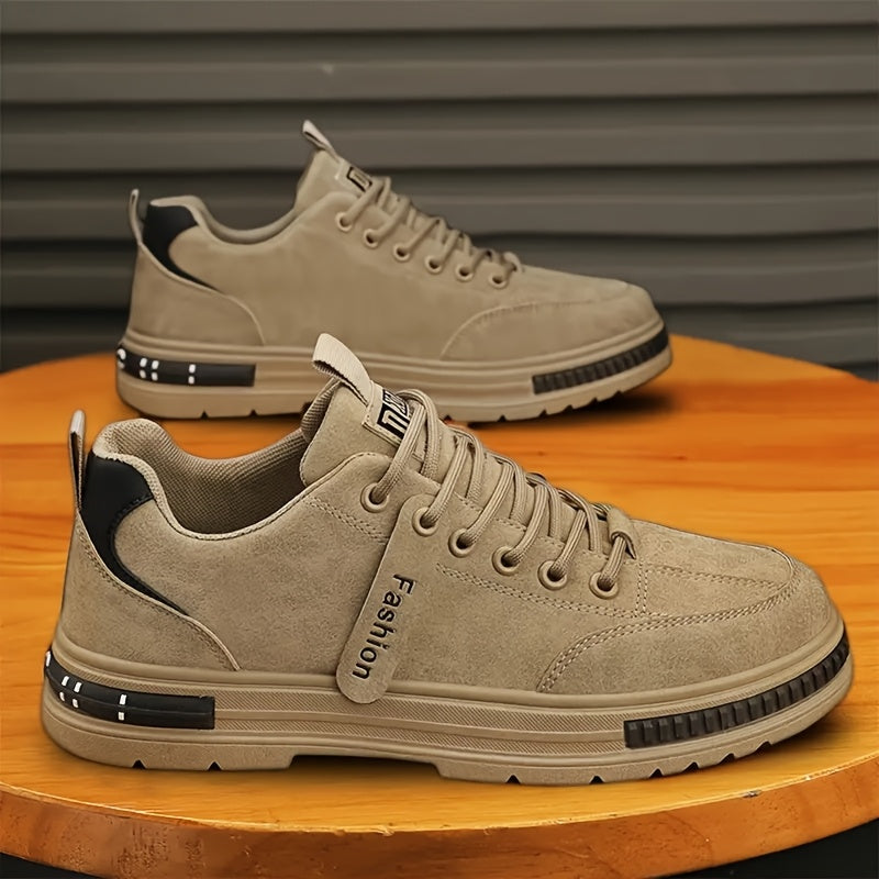 Men'S All-Season Low Top Sneakers, Solid Color, Non-Slip Durable Sports Casual Shoes, Breathable Fabric Lining, Round Toe, Lace-Up Closure, Faux Upper, PVC Sole, Cloth Insole - Versatile for Casual Sports Use
