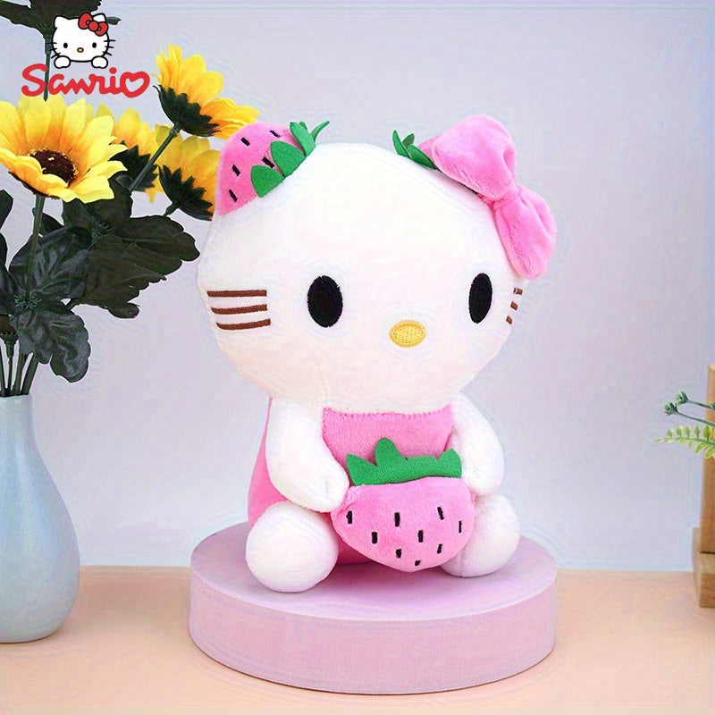 Sanrio Hello Kitty Y2K Style Plush Toy - Strawberry & Watermelon Fruit Design, Soft Polyester Cute Cartoon Character for Room Decor, Birthday Gift, 0+ Age