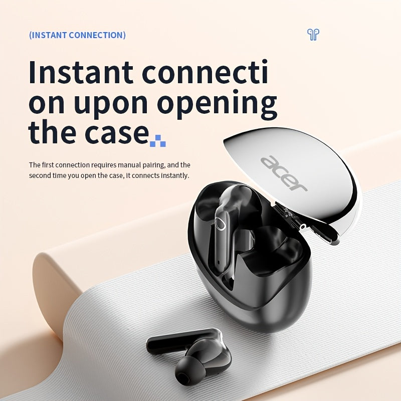 ACER HiFi High-definition Stereo Sound TWS Wireless Earbuds with Call Noise Cancellation, Long Standby Time, Dual Core 5.4 Wireless Chip, HIFI Grade Stereo Sound, Lightweight Touch Design, Fashionable Design, Comfortable for