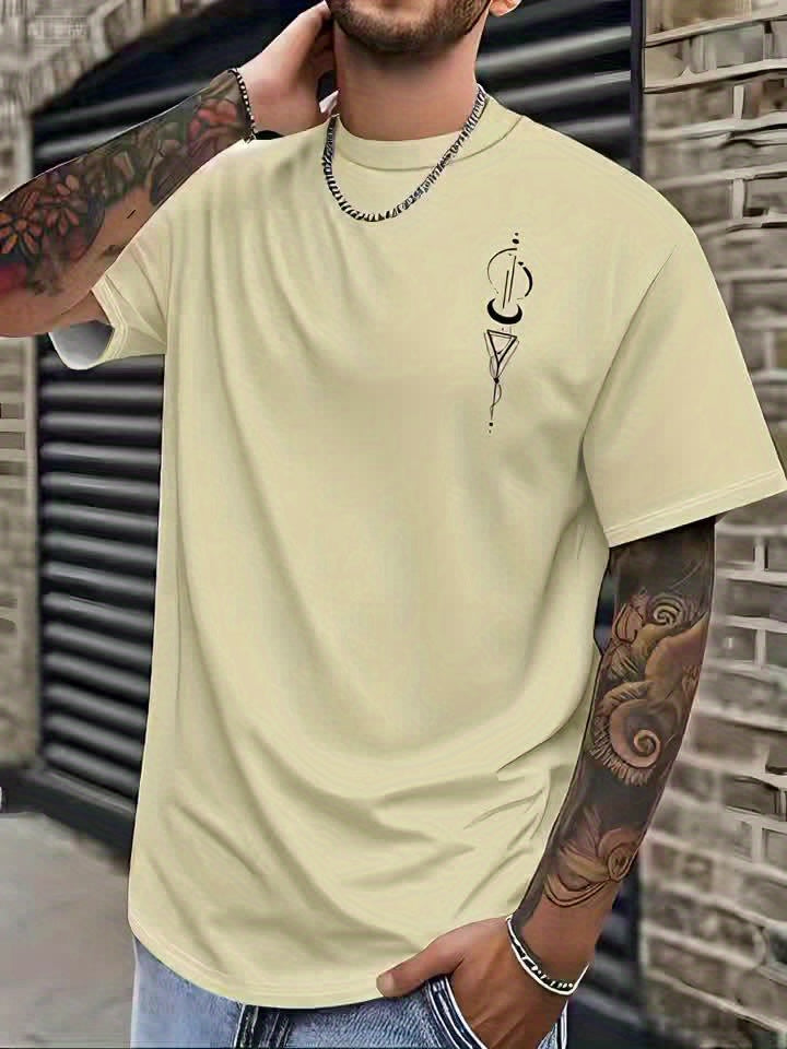 Men's 3D Graphic Short Sleeve T-Shirt - Casual Round Neck Tee with Random Print, Machine Washable Non-Transparent Fabric for Casual Attire, Summer Outfit, Modern Design, Breathable Material, Printed Shirt, Young Adults