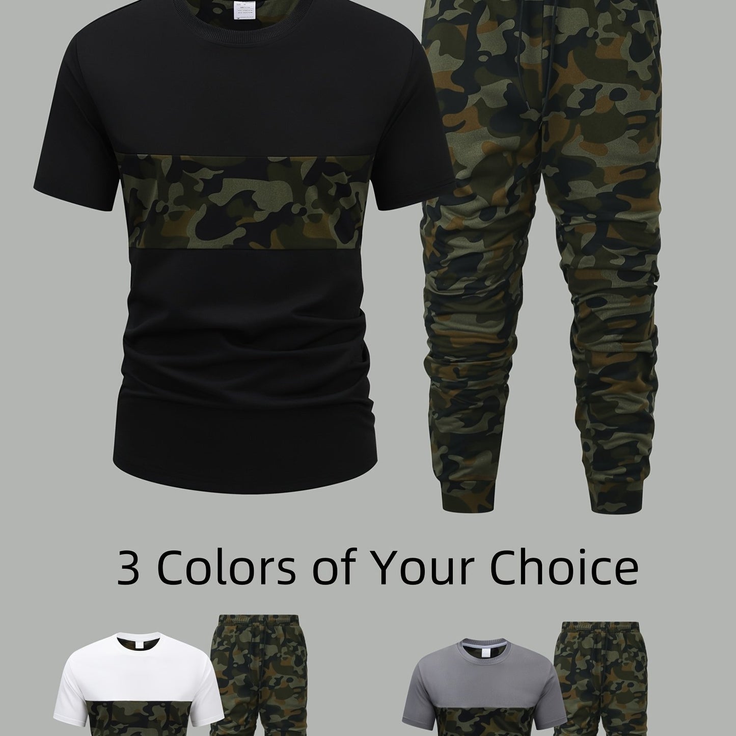 Men'S Camouflage Short Sleeve T-Shirt & Pants Set - Breathable, Quick-Dry Knit Fabric, Casual Style, Regular Fit, Ideal for Outdoor Activities, Hiking, and Fishing, Outdoor Clothing | Casual Style | Comfortable Fit