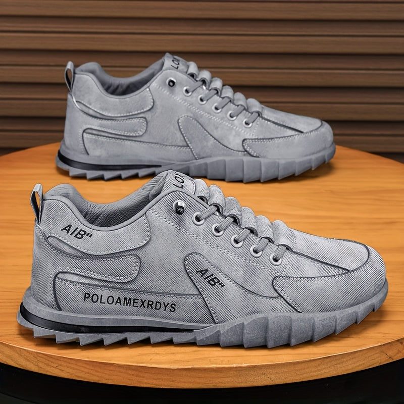 Men's Slip-On/Lace-Up Casual Shoes - All-Season Non-Slip Cushioned PVC Sole, Low-Top Athletic Sneakers Grey/ for Gym, Office, Everyday - Durable Canvas Upper Non-Slip Grip Outsole, Grip Enhancing Footwear, Comfortable Lined
