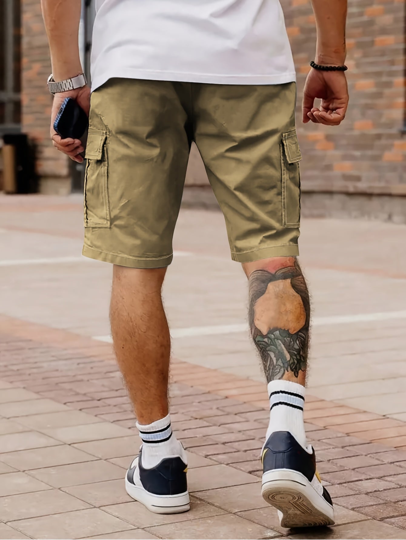 Men's Casual Summer Cargo Shorts with Elastic Waist and Pockets