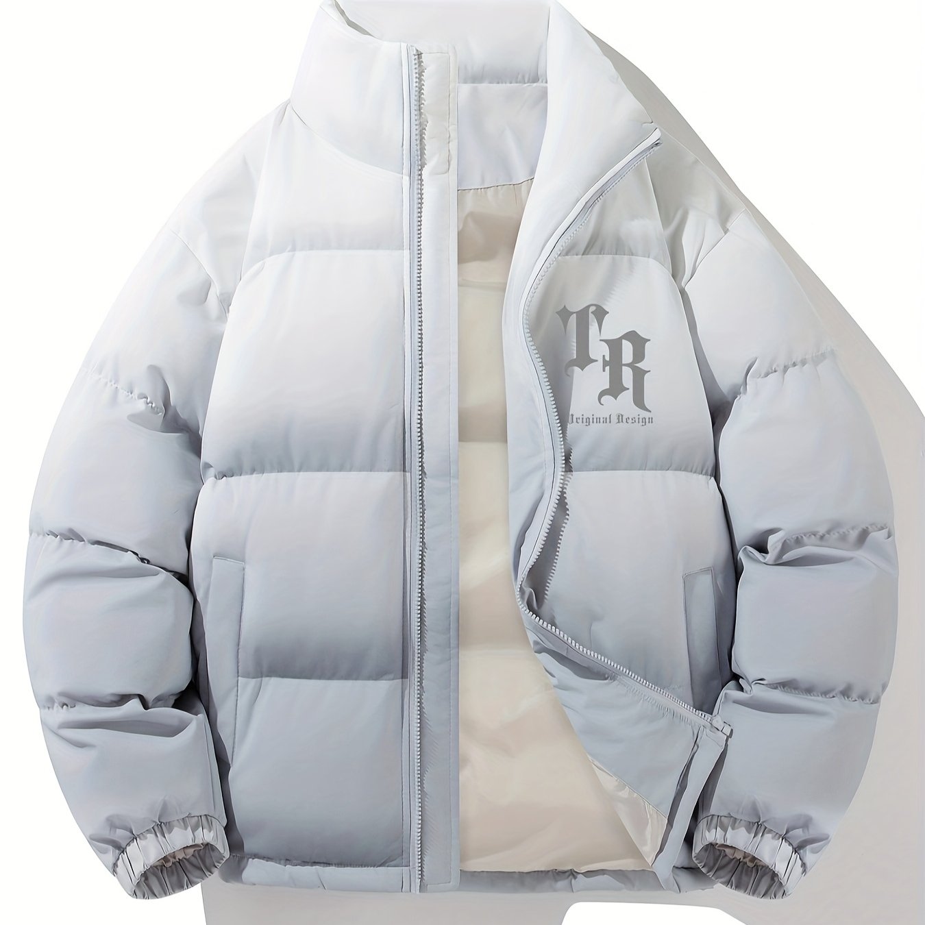 Men'S Color-Block Quilted Jacket - Cozy Fleece-Lined Winter Coat with Stand Collar, Zip-Up Design, and Multiple Pockets for Casual Wear, Winter Jacket, Thick