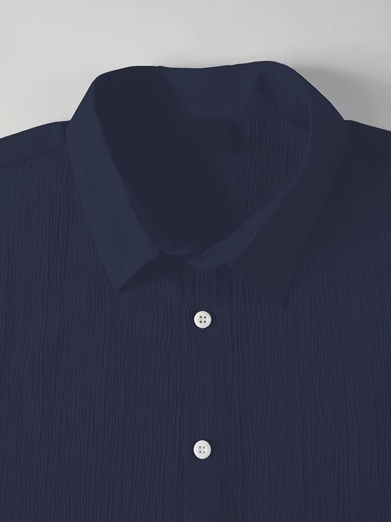 Men's Casual Button-Front Shirt with Lapel Collar, Lightweight Polyest