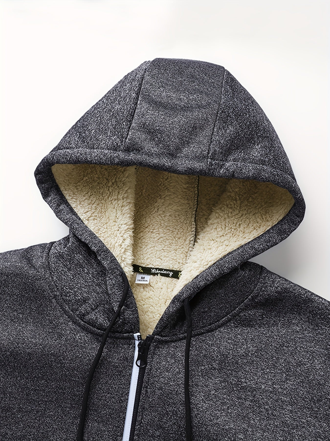 1pc Men'S Casual Style Hooded Jacket, Thick Fleece Lined, Warm