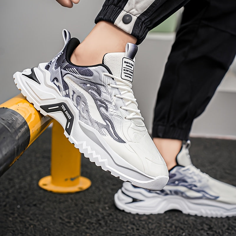 Men's Low-Top Skate Shoes - Breathable PU/Fabric Upper, EVA Cushioned Insole Durable PVC Sole - Lace-Up Design with Letter Print/Stripes/Solid Colors for Urban Streetwear Casual Wear