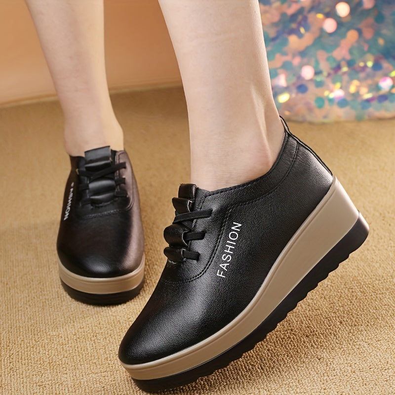 Women's Slip-On Platform Loafers - Synthetic Cover Upper Rubber Sole, Black Brown Contrast Casual Shoes with Cushioned Comfort, Low Heel for Autumn Casual Attire, Modern Flap Closure, Durable Traction Footwear
