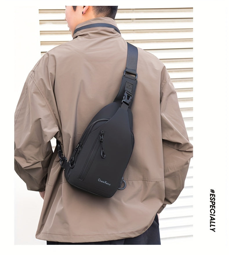 1pc CHATEK KAIAO Large Capacity PU Leather Sling Bag - Stylish Multi-Compartment Chest Bag for Travel, Business School, Black, 36.2cm x 17cm x 8cm, Travel Shoulder Bag Modern Sling Bag Durable Zipper Closure