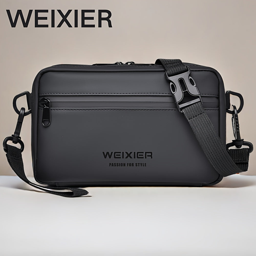 WEIXIER Men's Casual Nylon Handbag - Large Capacity with Adjustable Wrist Strap, Sleek Black for Daily Use, Valentine's Day Gift for Him, Outdoor Bag Casual Style Nylon Material