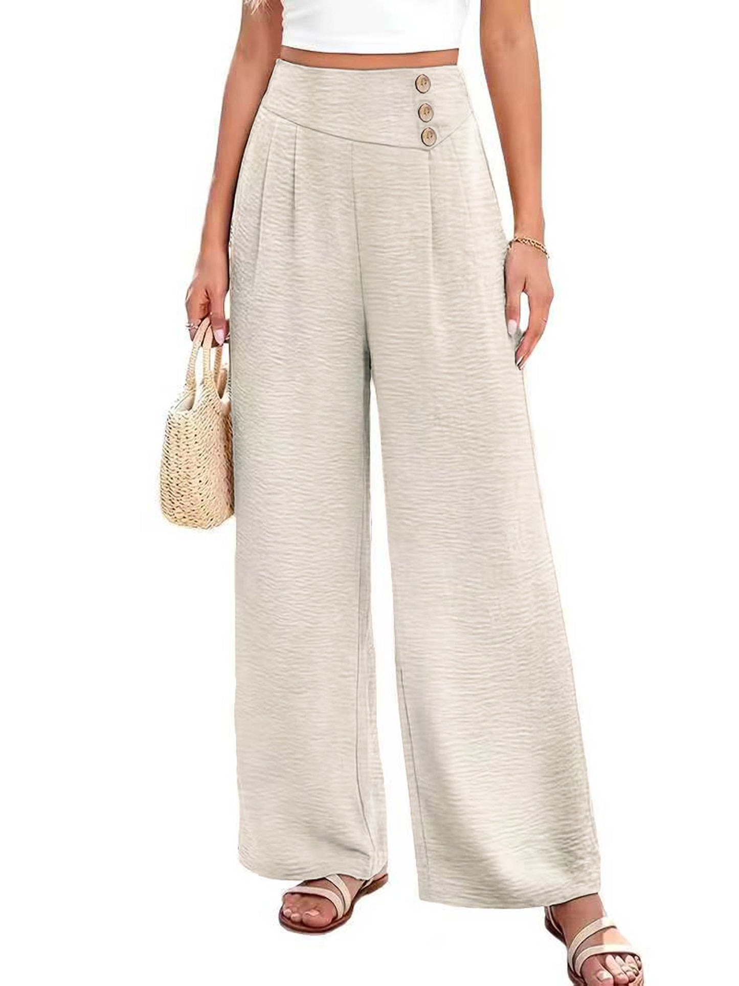 Women's Casual Draped Long Pants Breathable Polyester Blend