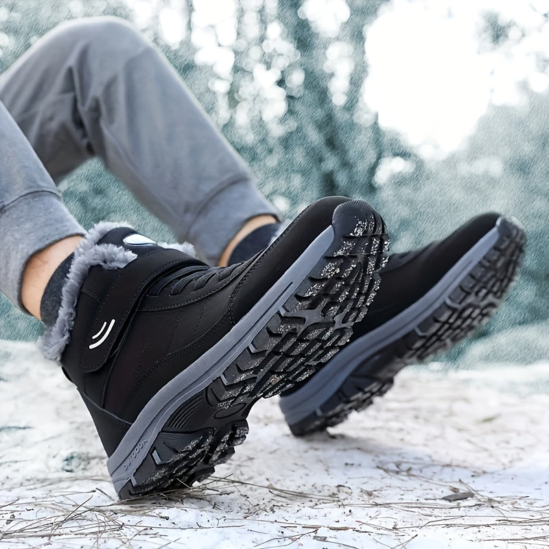Men's & Women's Heavy-Duty Winter Snow Boots - Thick Short Boots with PU Upper, Rubber Sole & Striped Tread - Hiking, Mountaineering, Ice Climbing Shoes - Warm Cold Weather Footwear (Unisex Sizes Available)