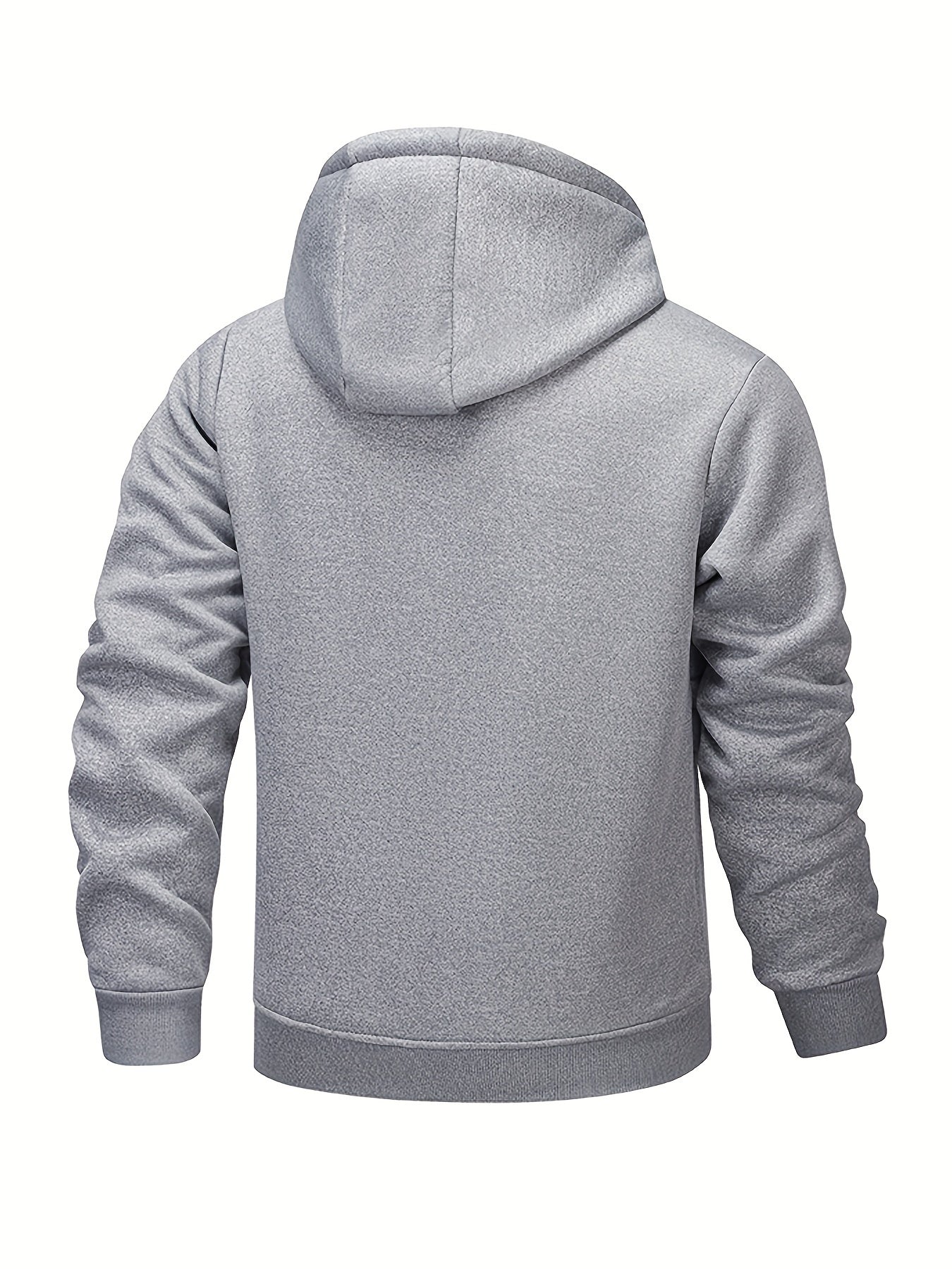 1pc Men'S Casual Style Hooded Jacket, Thick Fleece Lined, Warm
