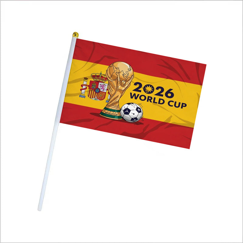 2026 World Cup Spanish Flag Handheld Fan Banner with Trophy Design