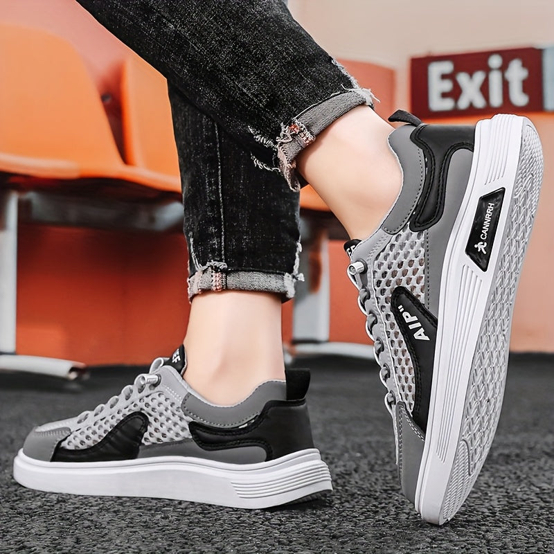 Men'S 2025 Spring/Summer Sneakers - Breathable Mesh Low Top Sneakers with "AIP" Logo, Casual Slip-On Shoes for Street and Sports, Casual Athletic Shoes Breathable Mesh Upper Elastic Closure