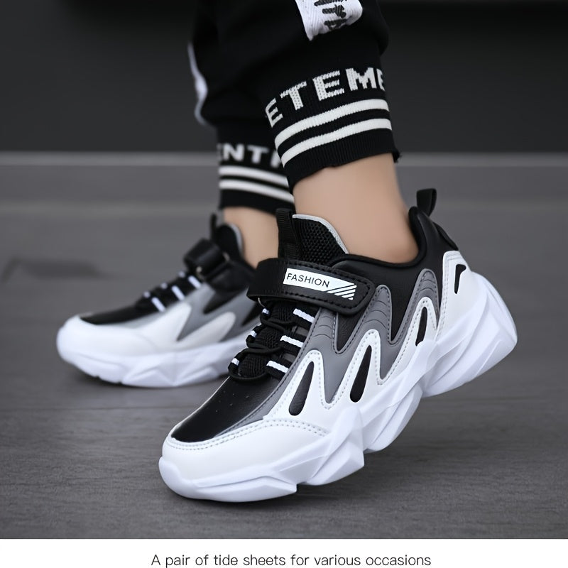 2025 New Boys' Sneakers - Breathable Quick-Dry Synthetic, Durable Low-Top Lace-Up Shoes with Closure, Stylish Striped Design for Outdoor, Running Casual Wear, All-Season Comfort, Shoes for Girls, Running Footwear, Modern Sn
