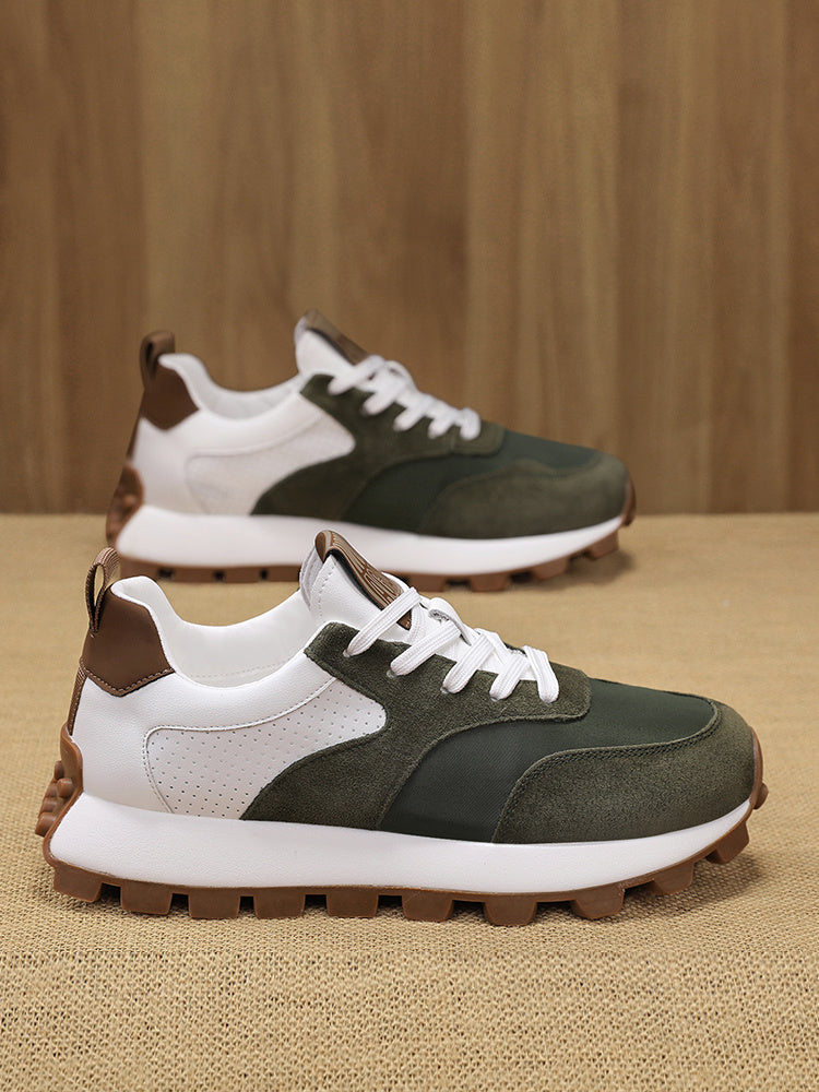 2025 Spring Men'S Breathable Low-Top Sneakers - Thickened Cushioned Rubber Sole, Men'S New Breathable Mesh Platform Dad Shoes Casual Height Increase Sports Shoes
