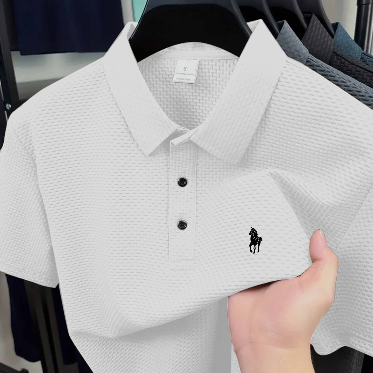 S144 Ankle Sprain Horse Print Golf Knitted Men'S Polo - ayq